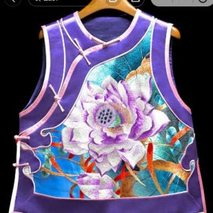 紫色手繡荷花紫邊馬甲 | Purple Hand-Embroidered Lotus Vest