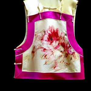 奶黃牡丹花粉邊馬甲 | Cream Yellow Peony Hand-Embroidered Vest