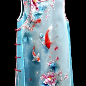 手繡牡丹花花卉奶白邊馬甲 | Hand-Embroidered Peony Vest