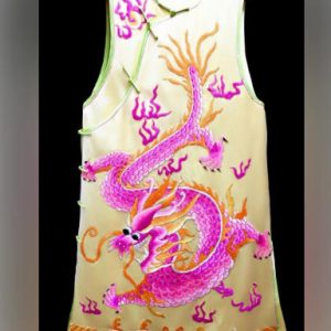 淺咖色手繡黑白牡丹花雙面長袍 | Hand-Embroidered Peony Robe