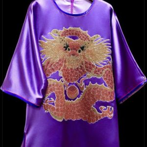 橘色暗紋墨繡鳥花太太服 | Orange Ink-Style Embroidery Formal Top