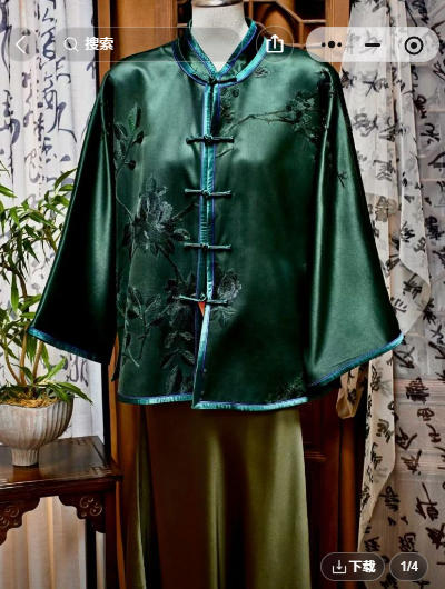 黑色軟緞手繡鳳凰花外套 | Black Soft Satin Hand-Embroidered Phoenix Jacket