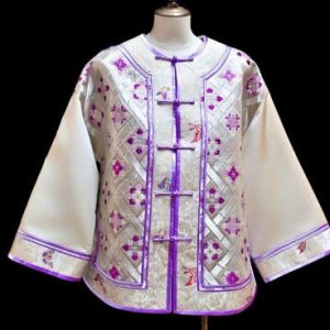黑色暗紋軟緞手繡金色龍紋外套 | Black Gold Soft Satin Hand-Embroidered Dragon Motif Jacket