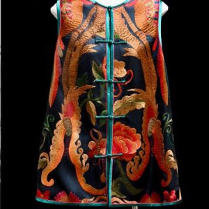 黑色手繡橘色花馬甲 | Black Orange Hand-Embroidered Vest