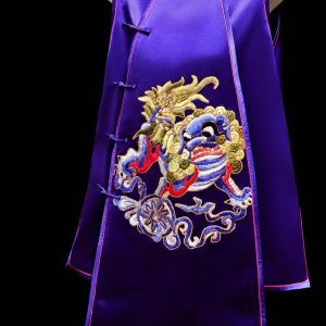 紫色手繡金絲紫色獅子設計款馬甲 | Purple Hand-Embroidered Lion Vest