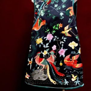 黑色手繡百鳥彩花馬甲 | Black Hand-Embroidered Bird Motif Colorful Floral Vest